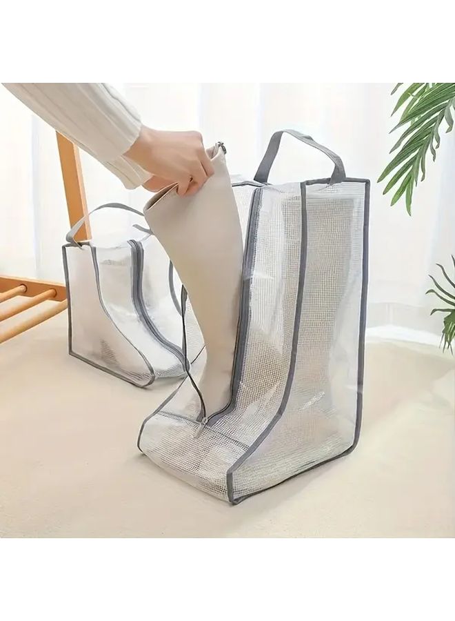 Long Style Black Transparent PVC Shoe Storage Bags Waterproof Dustproof Zipper Foldable Organizer - Image 4